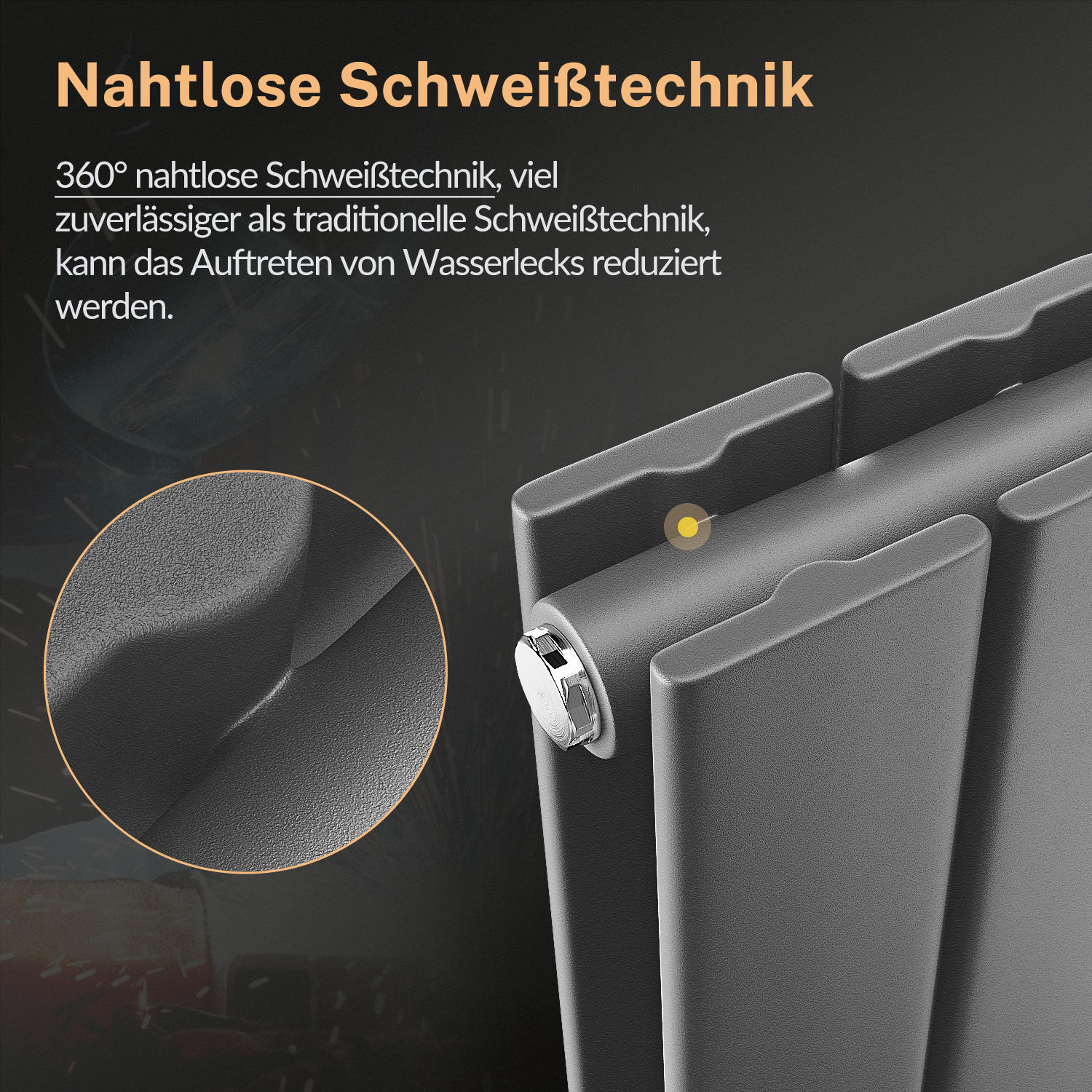 SUNXURY Design Heizkörper 465x1200mm - Horizontal Doppellagig Anthrazit